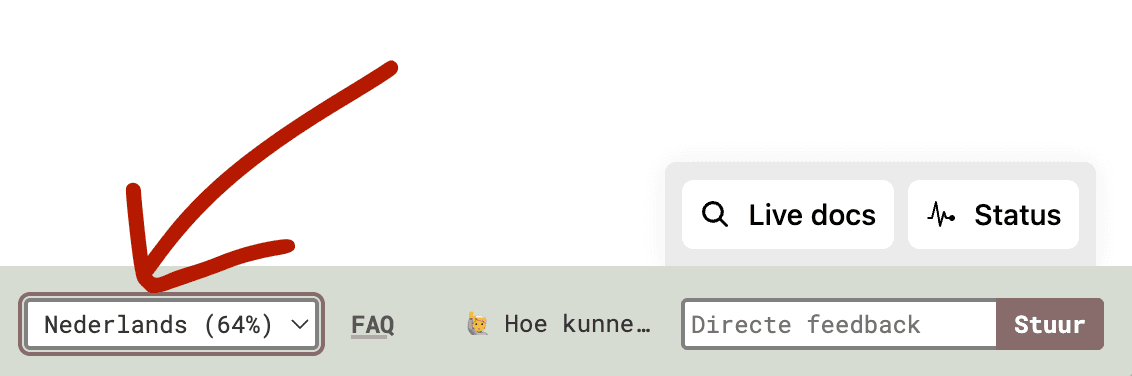 Screenshot of the language menu